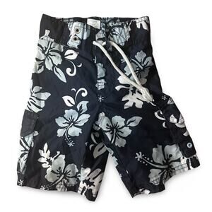 Gymboree Boys Swim Trunks 3T Navy White Floral